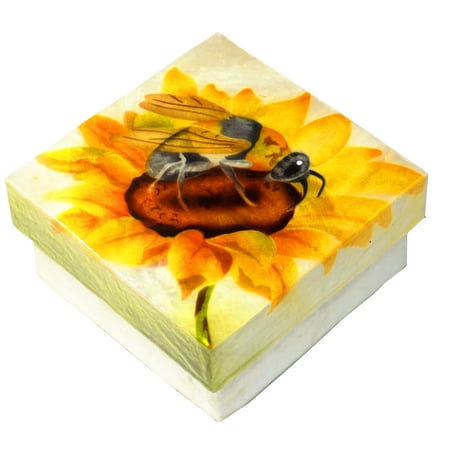 Bee Craft - Kubla Crafts Capiz Shell Bumble Bee Trinket Jewelry Gift Change Box