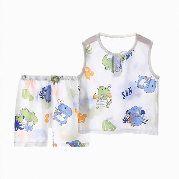 Nwiuh Pajamas Kids Boys Pajamas Sleepwear Baby Boy 2 Pcs Summer Pjs Kids Short Sets (White, 7-8 Years)