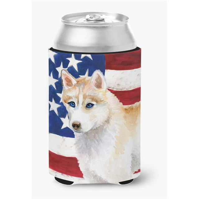 Siberian Husky Patriotic Can or Bottle Hugger