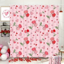 Vintage Cherry Shower Curtain Pink Retro Groovy Funky Chic Retro 72s Bathroom Accessories Valentines Romantic Love Heart Cute Bath Curtain Hippie Modern Artistic Bathroom Decor Set 72X72IN