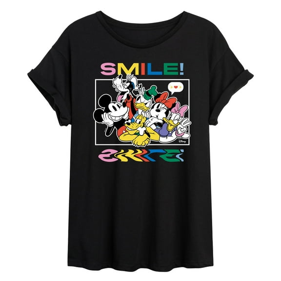 Disney - Mickey, Pluto, Minnie, Donald Duck, Goofy & Daisy - Crowded Photo - Women's Oversized T-Shirt