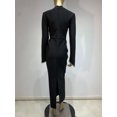 thumbnail image 3 of Vestido de vendaje negro de manga larga para mujer, traje Sexy de diamantes, elegante, para fiesta de noche, celebración, graduación, ceñido al cuerpo, elástico, invierno, 2024, 3 of 5