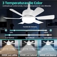 thumbnail image 3 of Ventilador de Techo con Luz Blanco Control Remoto Brillo Regulable 3000K-6500K 40W Tres Velocidades, 3 of 8