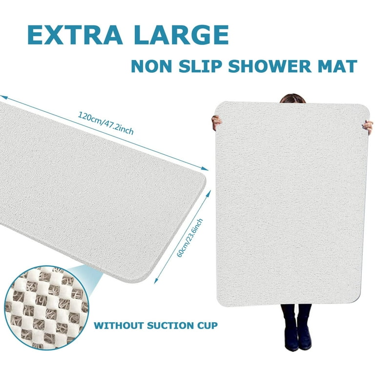 Extra Large Shower Mats Non Slip, 23.6×47.2 Inch, Bath Mat for Shower,  Loofah Mats for Shower and Bathroom, Quick Drying, Navy Blue