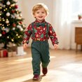 thumbnail image 2 of Toddler Boys Long Sleeve Cartoon Print T-Shirt Top with Suspenders Pants Set, Christmas Gentleman Outfit for Kids Formal Occasions, 2 of 5