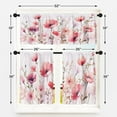 thumbnail image 5 of Watercolor Floral Kitchen Curtains Pink Window Curtains Valance and Tier Set 36 Inch, Spring Flowers Rod Pocket Short Tier Curtain, Modern Ink Artistic Small Cafe Curtains for Kitchen Decor, 5 of 5