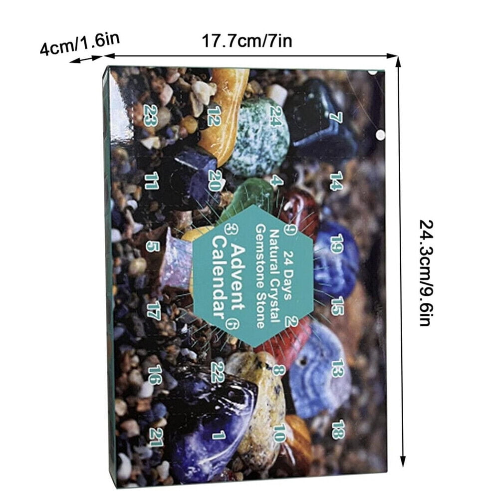 TOPCHANCES Christmas Advent Calendar, 2022 Rocks 24 Days Natural Crystal Gemstone Stone Minerals, Christmas Countdown Calendar for Boys, Girls, Kids, Adults, Christmas Party Favor Gifts, Blue