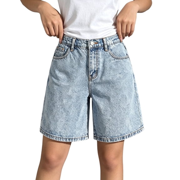 LWNYDPLSD Teens Girls Denim Shorts Baggy High Waist Denim Shorts for Big Kids Y2k Distressed Jorts Tween Fashion Casual Jeans Summer Clothes