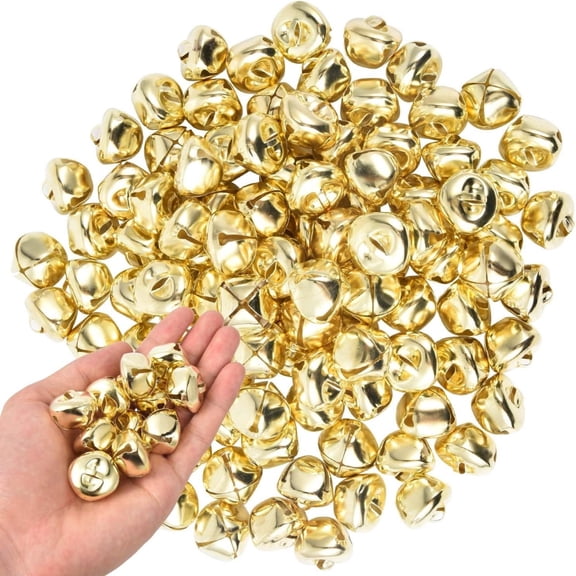 Mioerouu 300Pcs Mini Gold Jingle Bells 0.5 Inch Small Metal Craft Bells with Pre-Drilled Holes for DIY Ornaments Christmas Wedding Party Gift Wrapping Farmhouse Decor