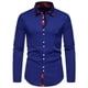 thumbnail image 2 of Blusa y camisa de manga larga con cuello vuelto para hombre, informal, con botones y retazos, de poliéster, 2 of 9