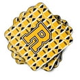 thumbnail image 2 of Letter R Football Black Old Gold and White Foam Coaster Set of 4, 2 of 3