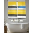 thumbnail image 5 of Abstract Gradient Sheer Curtains 63 Inches Long 2 Panels Blue Grey Yellow Stripe Light Filtering Semi Sheer Window Curtains Drapes for Bedroom Living Room 52"x63", 5 of 7