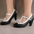 thumbnail image 7 of Miluxas Women's Cute Retro Shoes Stylish T Strap Mary Janes Chunky Heeled Shoes Sweet Block Heeled Bowknot Pumps Black 9(42), 7 of 7