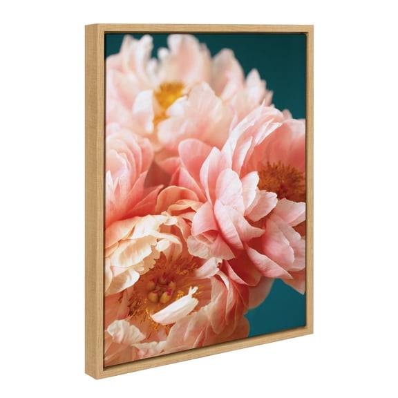 Kate and Laurel Sylvie Margot Framed Canvas Wall Art by Alicia Bock, 18x24 Natural, Close-Up Flower Photography Art for Wall