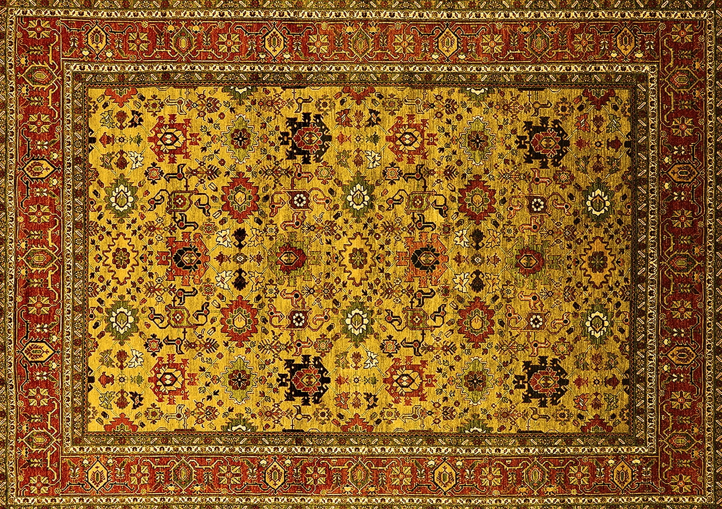 Ahgly Company Indoor Rectangle Oriental Yellow Industrial Area Rugs, 5 ...