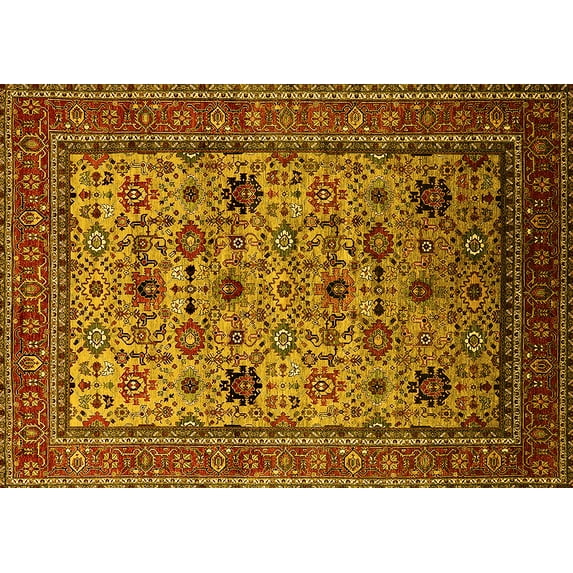 Ahgly Company Indoor Rectangle Oriental Yellow Industrial Area Rugs, 2' x 3'