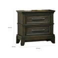 thumbnail image 5 of Benjara BM310928 26 in. Ston 2 Drawers Pewter Handles Crown Mold Wood Nightstand, Gray, 5 of 6