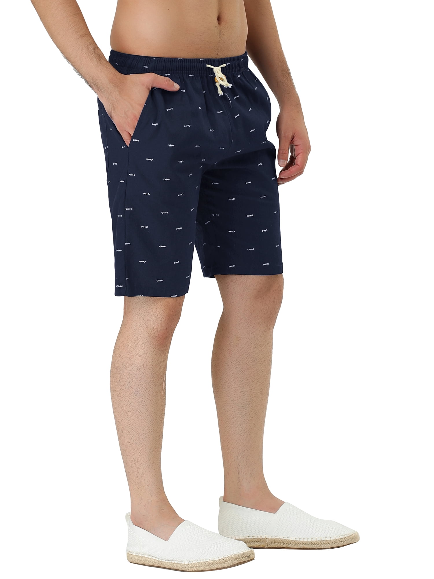 Men's Summer Swim Elastic Waistband Drawstring Patterned Beach Board Shorts