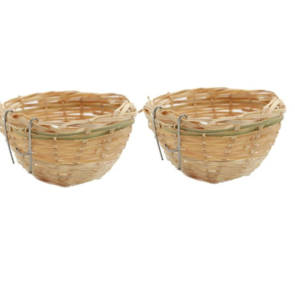 2 Piezas De Fibra De Bambú Natural Birdhouse - Cría Acogedor Para Pájaros - Decoración para hogar shamjiam Nido de pájaro canario de bambú