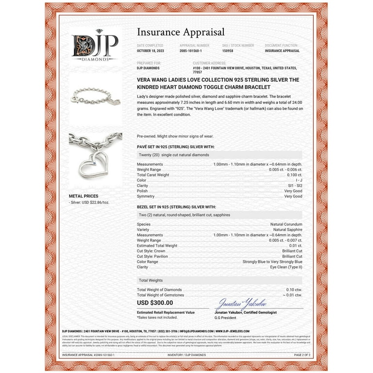 Vera wang on sale kindred heart bracelet