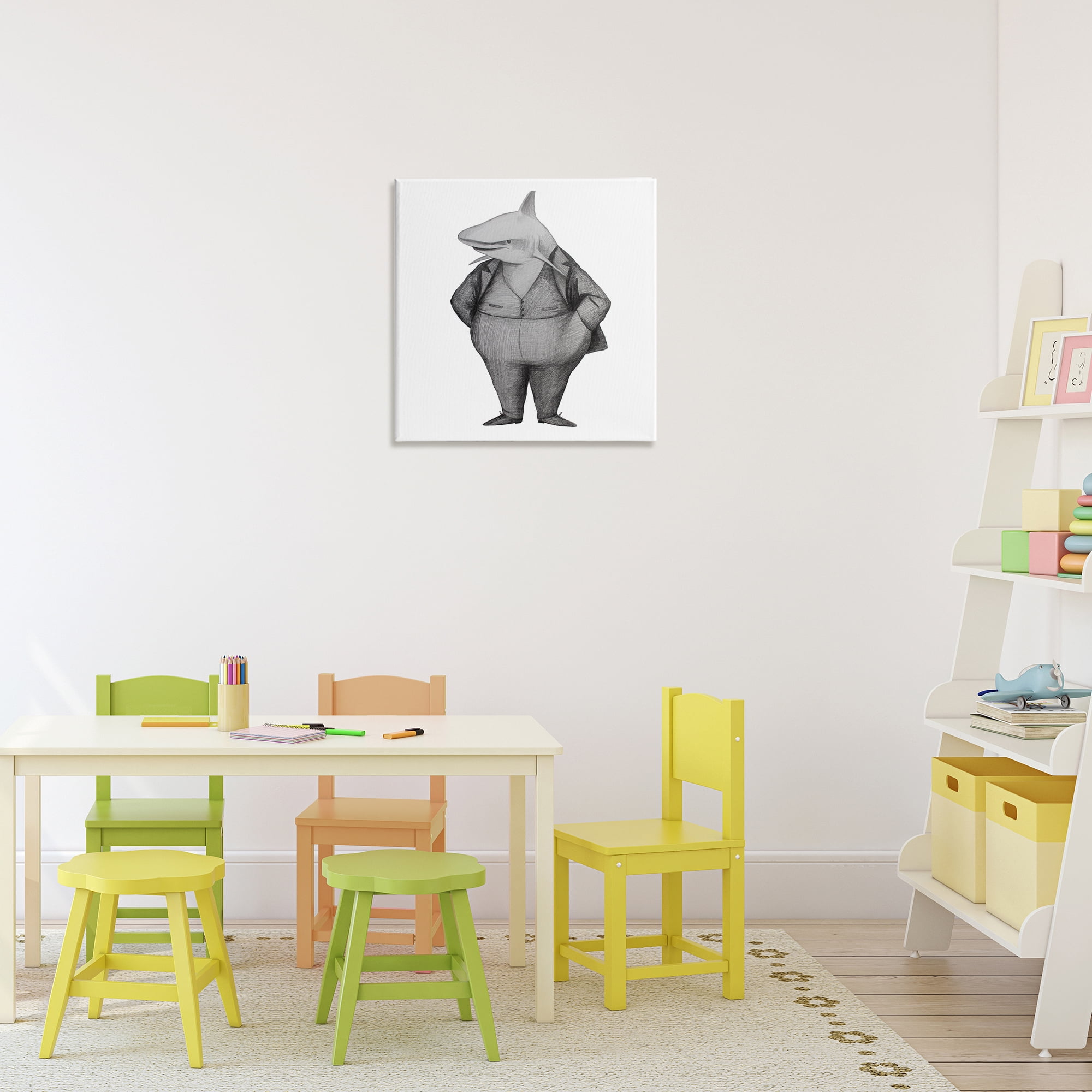 Stupell Industries Shark In Suit Drawing Canvas Wall Art, design by Violeta Vollmer