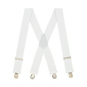 Suspender Store 54 IN 2 Inch Wide Pin Clip Suspenders - WHITE White 0-54-WHITE-2-PC