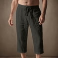 thumbnail image 2 of Miluxas Mens Casual Soft Linen Long Shorts Knee Length Sport Running Lounge Work Shorts Capri Pant Dark Gray XL(XL), 2 of 6