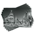 thumbnail image 1 of Ambesonne Black and White Place Mats Set of 4, Madrid at Night, Standard Size, Black White Grey, 1 of 6