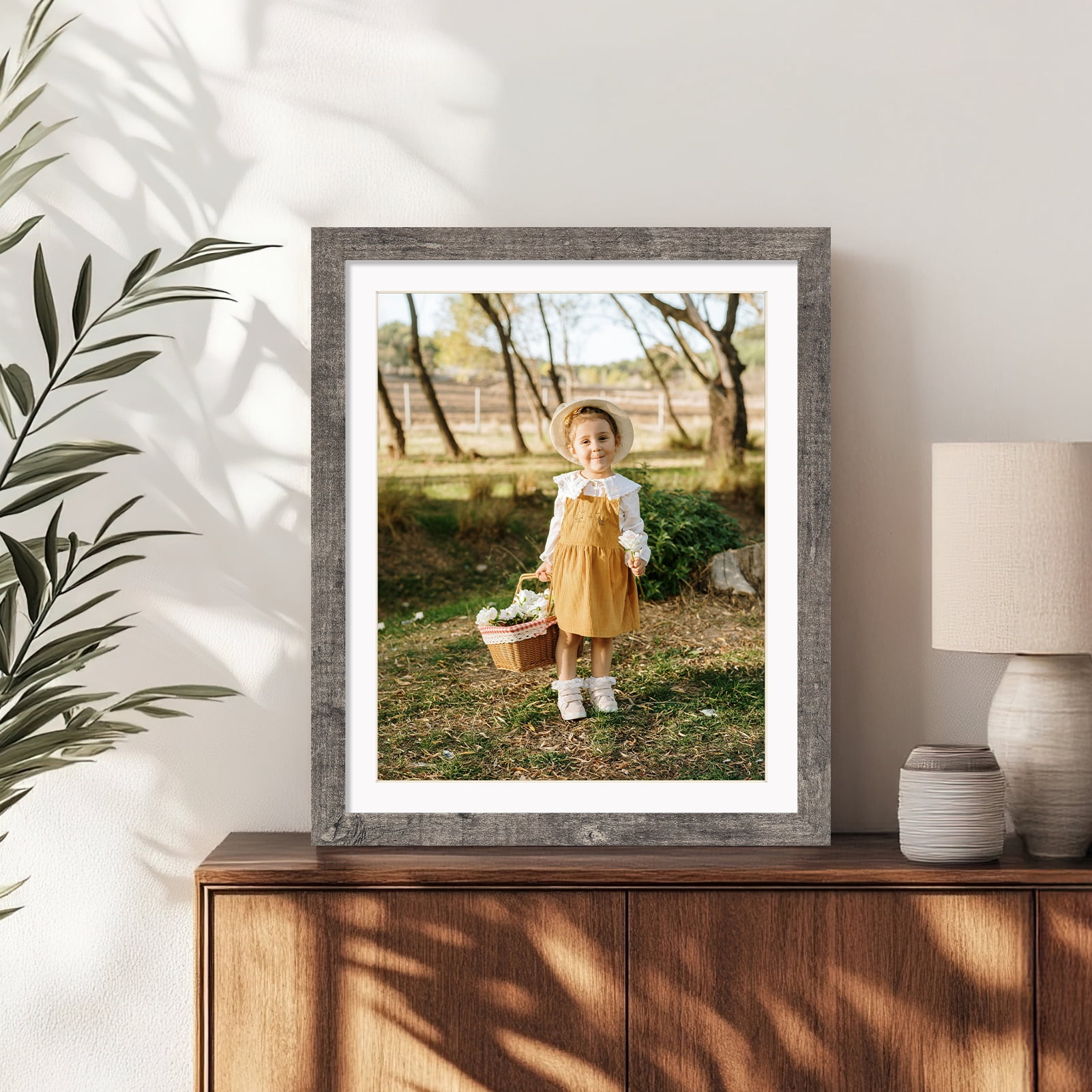 4-Pack Gray Rustic 8x10 Picture Frame, Matted to 9x11