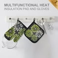 thumbnail image 4 of Yayeee Oven Mitts and Pot Holder Set of 2 Heat Resistant Kitchen Gloves Baking Hot Pad, Gray Floral, 4 of 5