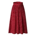 thumbnail image 1 of Jupes pour Femmes Mode Jupe Longue Imprimée Léopard Floral Poche Pressée Plissée Style Vêtements d'Été pour Femmes Rouge S, 1 of 5