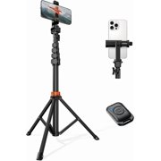 66" Phone Tripod, Tripod for iPhone with Remote & Stand, Extendable Cell Video Recording, Ultimate Monopod Accessories iPhone/Android, Clamp Mount