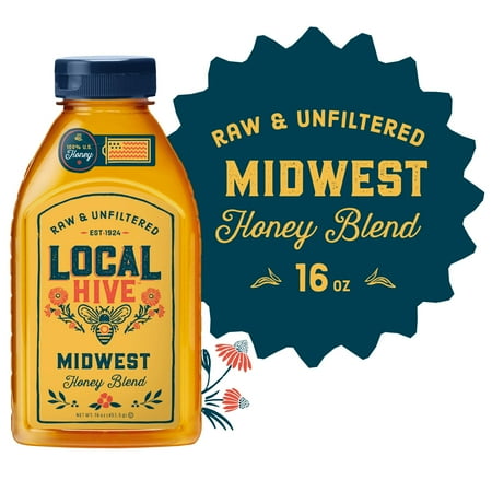 Local Hive, Raw & Unfiltered, 100% U.S. Midwest Honey Blend, 16oz Bottle