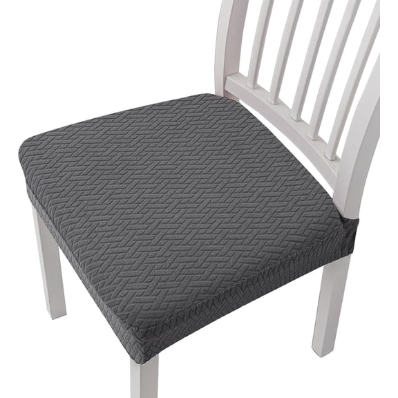 Getoverfinish Waterproof Jacquard Chair Covers,Emboadlie/Benighty Jacquard Chair Seat Cover Set,Waterproof Stretch Removable Seat Slipcovers for Dining Chairs (2, Dark Gray)