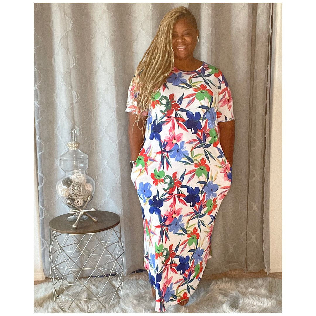 Tropical maxi dress plus size Clearance