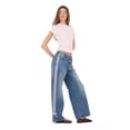 thumbnail image 3 of Forever 21 Women's Medium Wash Y2K Low-Rise Baggy Jeans, Side Stripe & Bow Accent, for Everyday Casual Wear, Size 0, 3 of 6