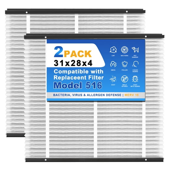 SNAPZY 516 513 510  Replacement Filter Compatible with AprilAire Air Purifier Models 1510 2516, Merv 16 Whole House Furnace Filters 31x28x4, 2-Pack