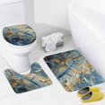 4Pcs Nautical Sea Fish Shower Curtain Sets with Rugs, Toilet Lid Cover