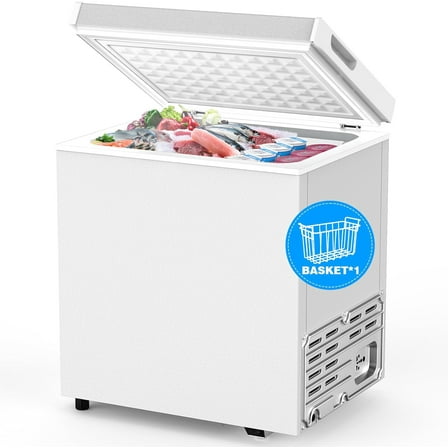 WAA 1.8 cu.ft Chest Freezer Top-Open Compact Deep Freezer (White) for Home/RV/Kitchen/Office