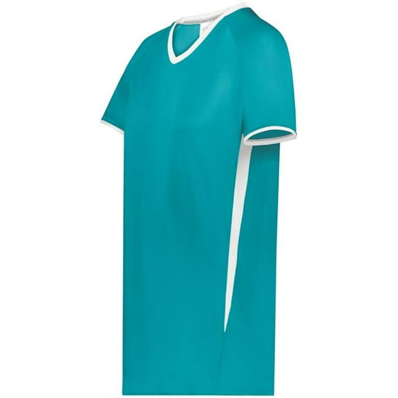 Augusta Sportswear 6916.331.S Girls Cutter Plus V-Neck Jersey, Teal & White - Small