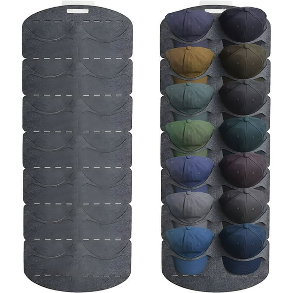 LAMIRO Baseball Cap Felt Hat Rack Organizer with 14 Pockets Hat Display,Keep Hat Shape