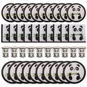 Etereauty 1 Set of Adorable Panda Disposable Paper Plates Napkins Cups Birthday Supply
