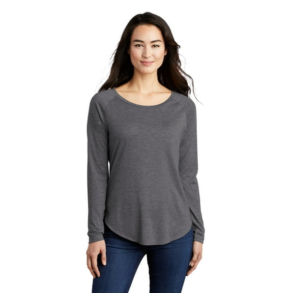 Sport Tek Adult Female Women Plain Long Sleeves T-Shirt Dark Grey Hthr Large