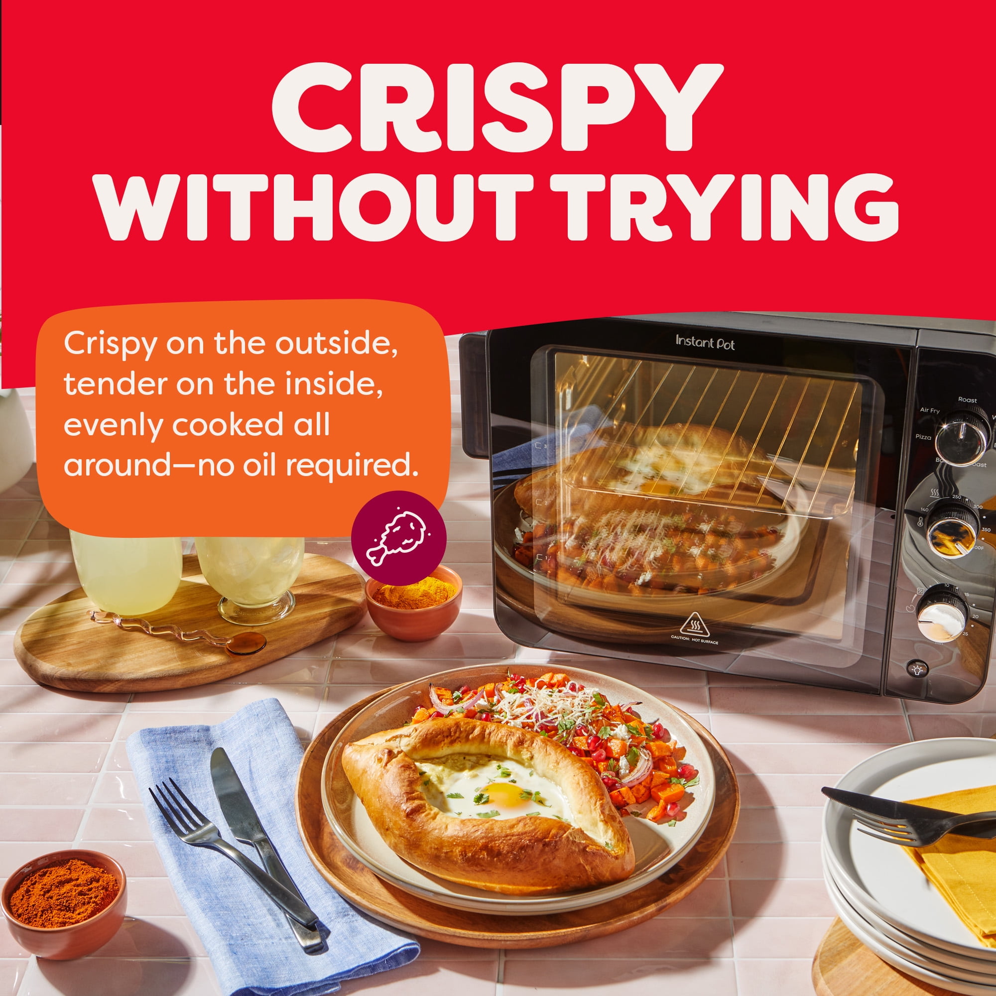 Instant Pot® InstantHeat™ 4-Slice Air Fryer Toaster Oven in Stainless Steel, No Preheat Air Fry, Roast, Toast, Bake, Br Warm, Make Pizza