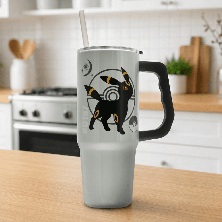 Pokemon Umbreon & Type 30oz Stainless Steel Tumbler with Handle and Straw