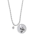 thumbnail image 1 of Delight Jewelry Silvertone Mini September - Blue Crystal Heart Silvertone Script Initial Disc - H - Charm Necklace, 20"+3", 1 of 4