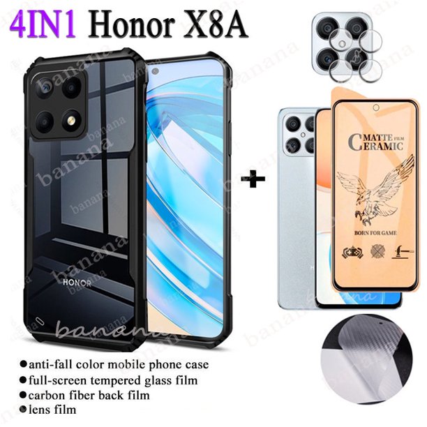 5In1 Honor X8a Funda A Prueba De Golpes Para X9a X9 X8 5G X7a X7 X6 X5 Lente De Cámara Protector De Pantalla De Vidrio Y Carcasa De Teléfono Armadura Transparente Acrílico TPU Suave Anticaída Cubierta
