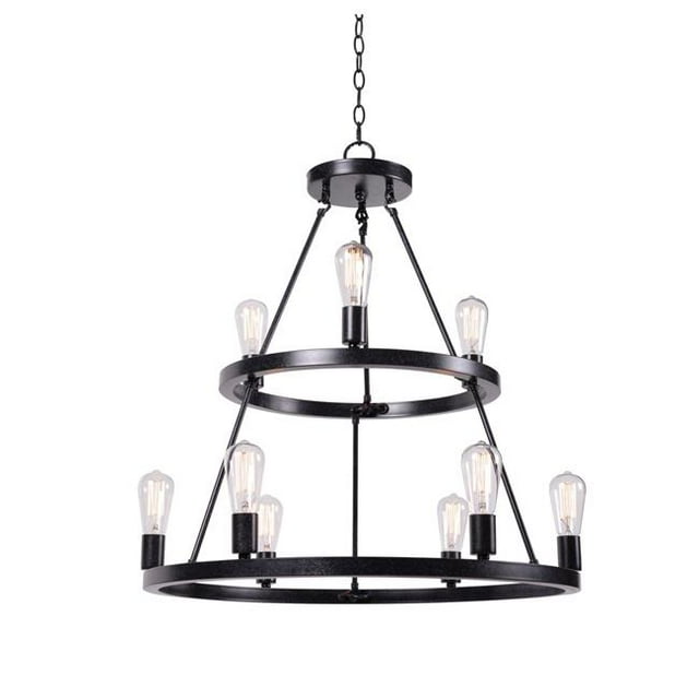 Kenroy Home 93569FGRPH Hixon 9 Light Chandelier with Bulbs
