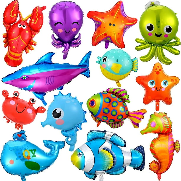 14 Pieces Sea Animal Balloons Under The Sea Balloons Octopus Shark