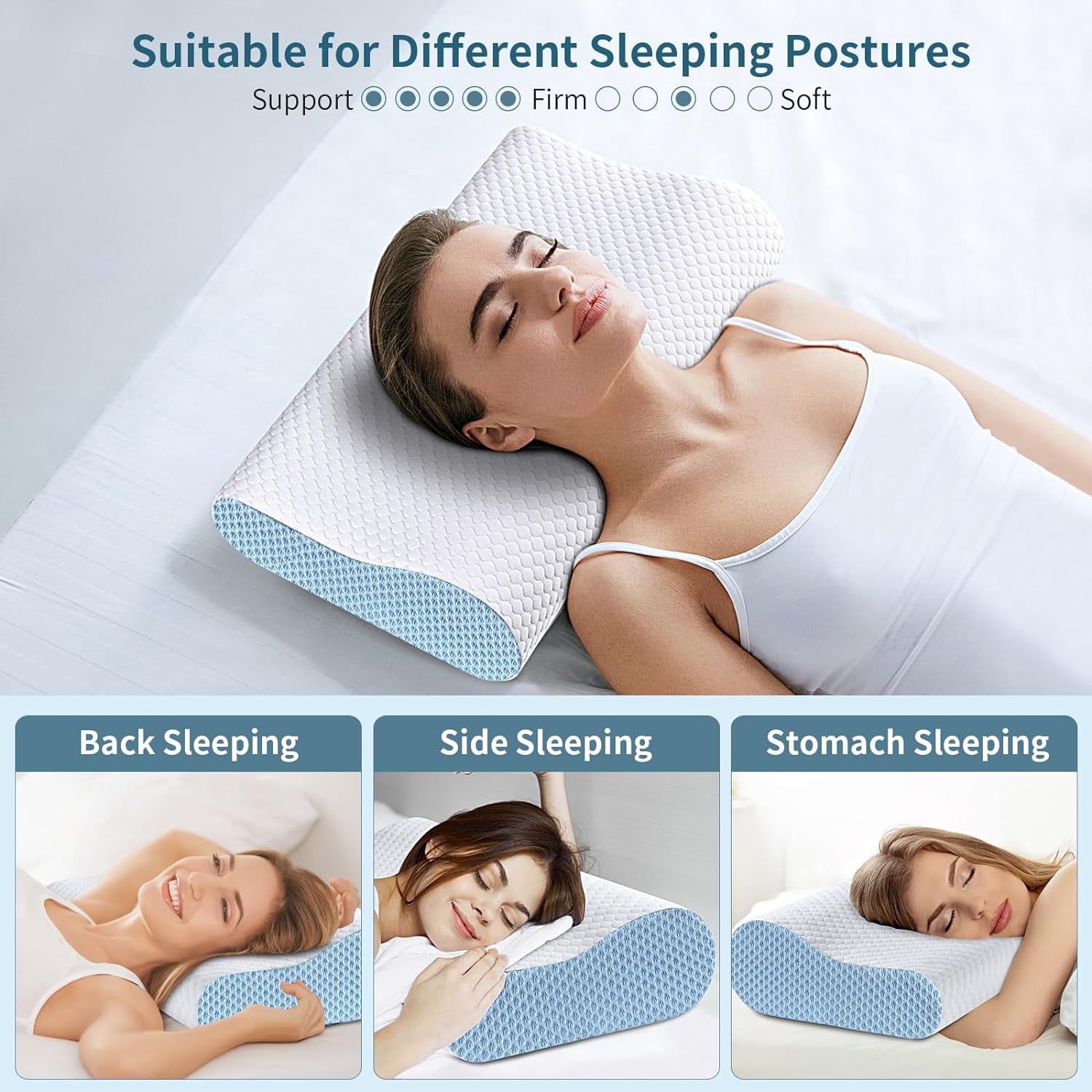 Neck Pillow Cervical Memory Foam Pillows, Ergonomic Pillow for Neck and Shoulder, Bed Pillow for Side Back Stomach Sleeper